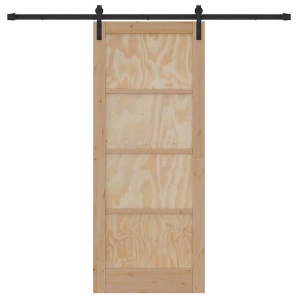 vidaXL Schiebet&uuml;r Braun 83 x 202 cm Massives Kiefernholz