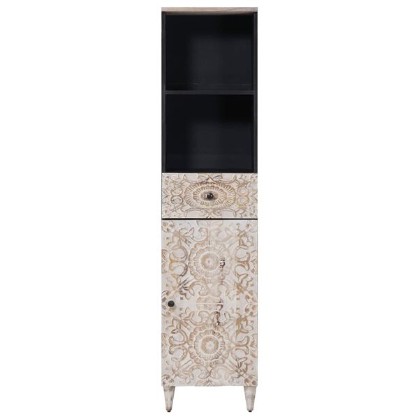 vidaXL Badezimmerschrank Wei&szlig; 38 x 33,5 x 160 cm Massivholz Mango