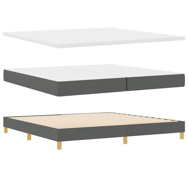 vidaXL Boxspringbett mit Matratze Dunkelgrau 200 x 200 cm Polyester
