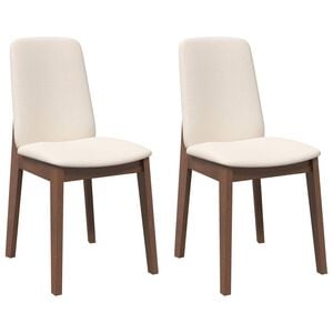 vidaXL Esszimmerst&uuml;hle mit Kissen 2 Stk. Braun Massivholz Gummibaum
