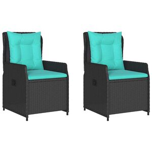 vidaXL Liegende Gartenst&uuml;hle 2 Stk. Schwarz Poly Rattan
