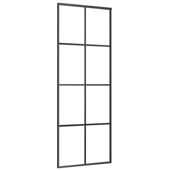 vidaXL Schiebet&uuml;r Aluminium und ESG Glas 76x205 cm Schwarz