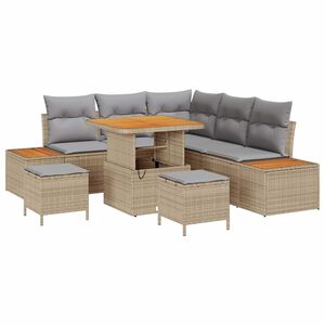 vidaXL Gartensofa-set 8 pcs Beige Poly-Rattan