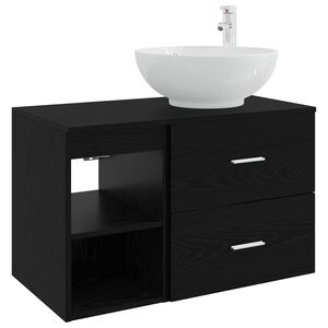 vidaXL Badezimmerm&ouml;bel-Set 2 pcs Schwarze Eiche Holzwerkstoff