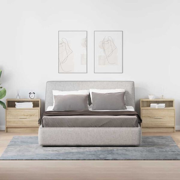 vidaXL Nachttische mit Schublade 2 Stk. Sonoma-Eiche 51x31x47 cm