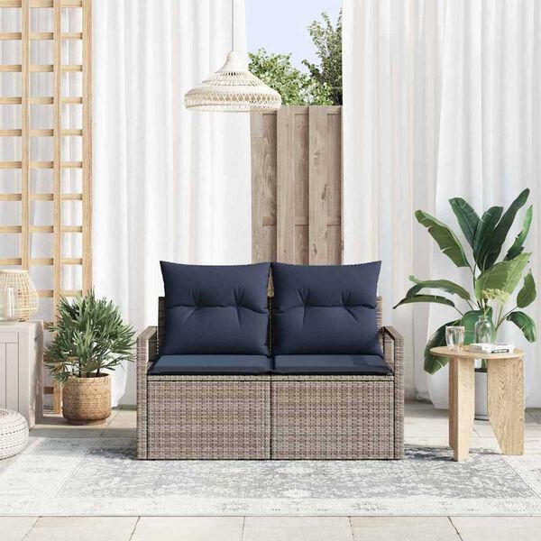 vidaXL Garten-Sofa mit Kissen 120 x 62 x 69 cm Poly-Rattan
