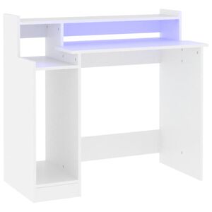 vidaXL Schreibtisch mit LEDs Wei&szlig; 97x45x90 cm Holzwerkstoff