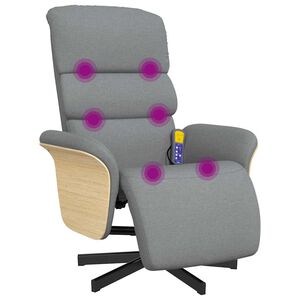 vidaXL Massagesessel mit Fu&szlig;teil Hellgrau Stoff