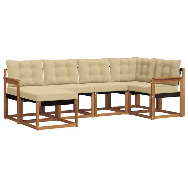 vidaXL Outdoor-Sofagarnitur mit Kissen 6 pcs Natur und Beige