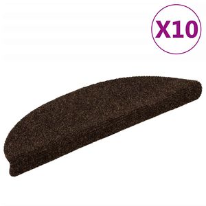 vidaXL Stufenmatten Selbstklebend 10 Stk. 56x17x3 cm Braun Halbrund
