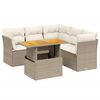 vidaXL 5-tlg. Garten-Sofagarnitur mit Kissen Beige Poly Rattan