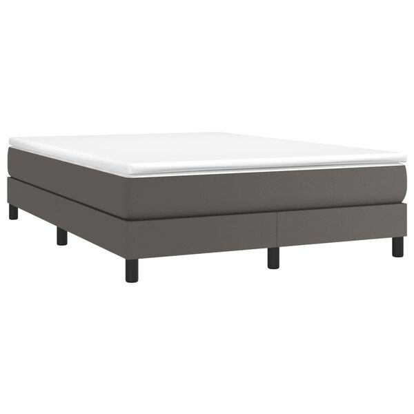 vidaXL Boxspringbett mit Matratze Grau 140x200 cm Kunstleder