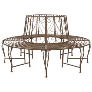 vidaXL Baumbank 8 -Sitzer &Oslash; 160 x 89 cm steel Antikbraun Rund