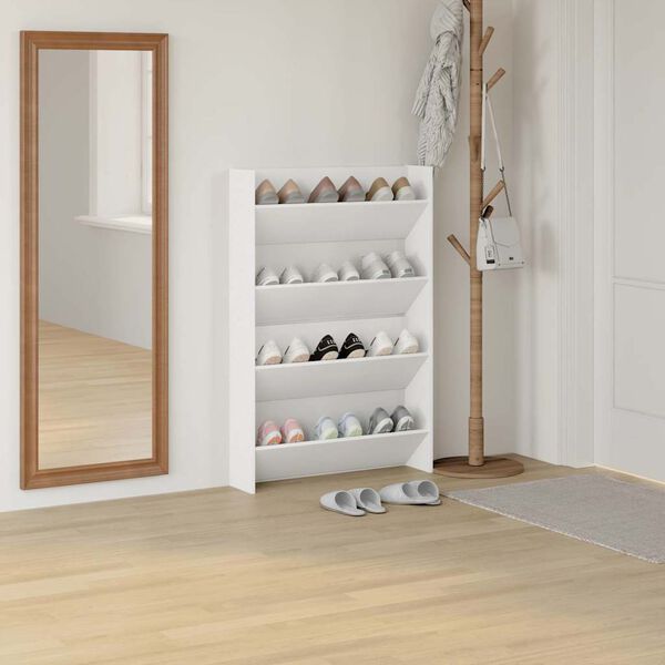 vidaXL Wand-Schuhschr&auml;nke 2 Stk. Wei&szlig; 80x18x60 cm Holzwerkstoff
