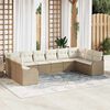 vidaXL Gartensofa-set mit Speicher 10 pcs Beige und Wei&szlig; Poly-Rattan