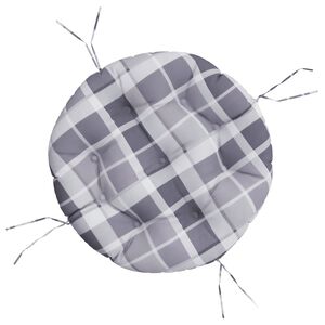 vidaXL Kissen Rund Grau Karomuster &Oslash; 60x11 cm Oxford-Gewebe