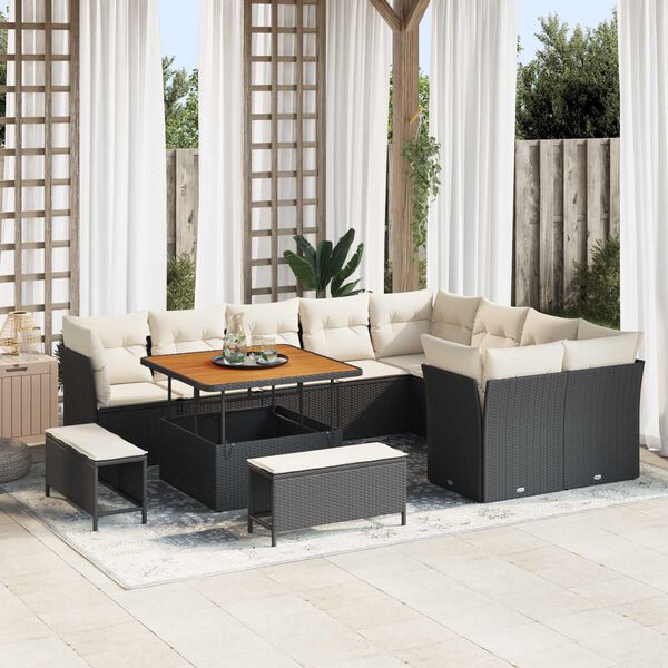 vidaXL Garten-Sofa-Set 12 pcs Schwarz Poly-Rattan