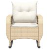 vidaXL Garten-Schaukelstuhl mit Kissen Beige Poly Rattan