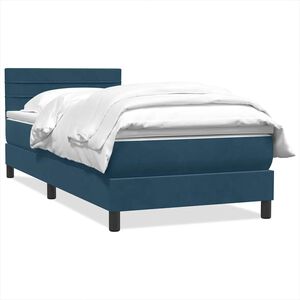 vidaXL Boxspringbett mit Matratze Dunkelblau 80x220 cm Samt