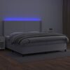 vidaXL Boxspringbett mit Matratze & LED Weiß 200x200 cm Kunstleder
