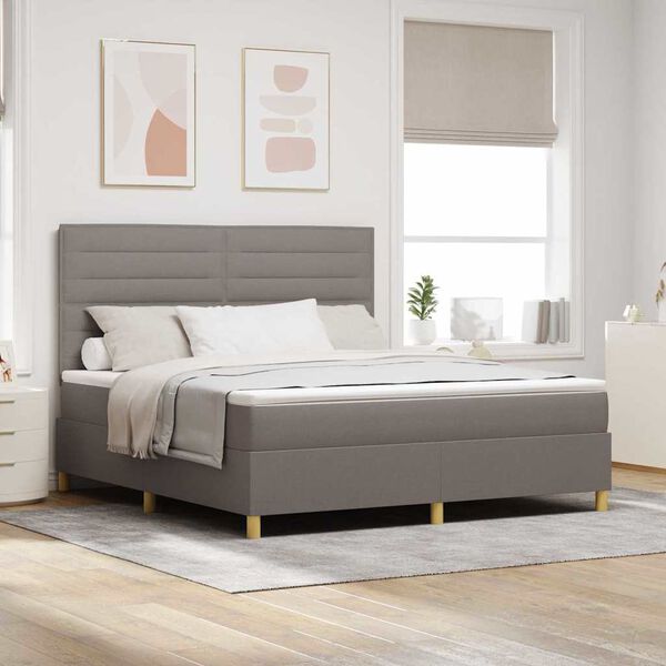 vidaXL Boxspringbett mit Matratze Taupe 180 x 200 cm Stoff