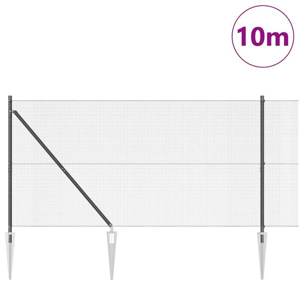 vidaXL Zaunpfosten Grau 10 x 1,2 m (12 x 12 mm Draht) Stahl und PVC