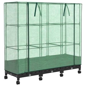 vidaXL Gartenplanter mit Gew&auml;chshausabdeckung und R&auml;dern 3 stk. PP