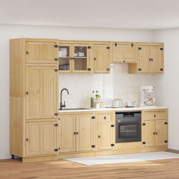 vidaXL Schrank mit Regal SKI 9 pcs Honigbraun Massives Kiefernholz