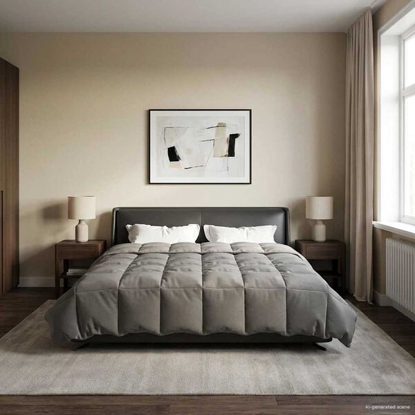 vidaXL Ganzjahresbettdecke Gepolstert Hellgrau 200 x 200 cm Mikrofaser