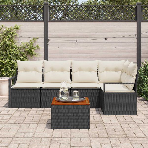 vidaXL Garten-Sofa-Set 6 pcs Schwarz und Wei&szlig;