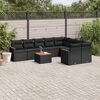 vidaXL 10-tlg. Garten-Sofagarnitur mit Kissen Schwarz Poly Rattan