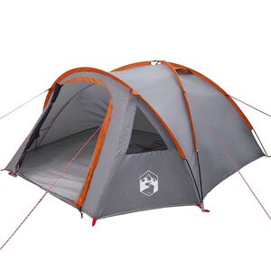 vidaXL Kuppelzelt 4 Personen Wasserdicht Grau und Orange Taft
