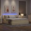vidaXL Bett mit LED-Lichtleisten mit Kopfteil Creme 180 x 200 cm Stoff