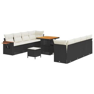 vidaXL Gartensofa-set mit Kissen 11 pcs Schwarz und Creme