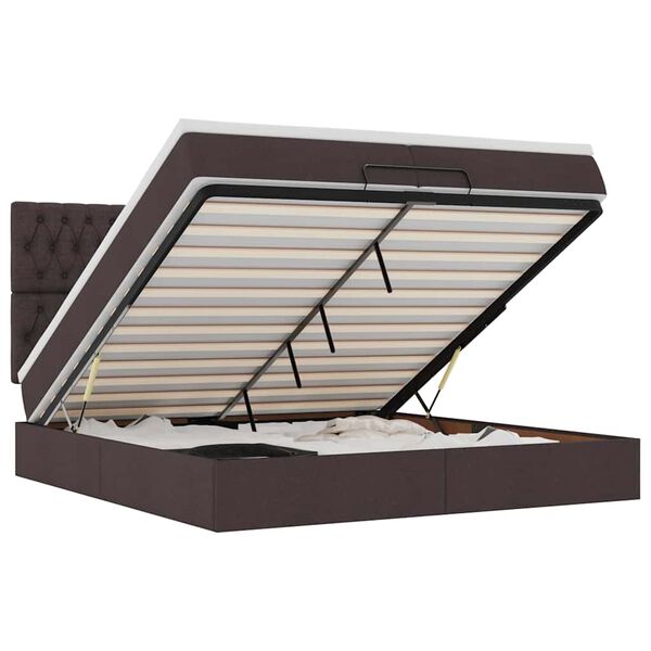vidaXL Ottoman-Bett mit Matratzen & LEDs Dunkelbraun 200x200 cm Stoff