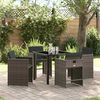vidaXL Garten Essgruppe 5 pcs Grau Poly-Rattan