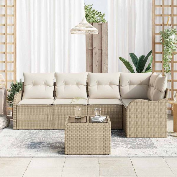 vidaXL Gartensofa-set 6 pcs Beige Poly-Rattan