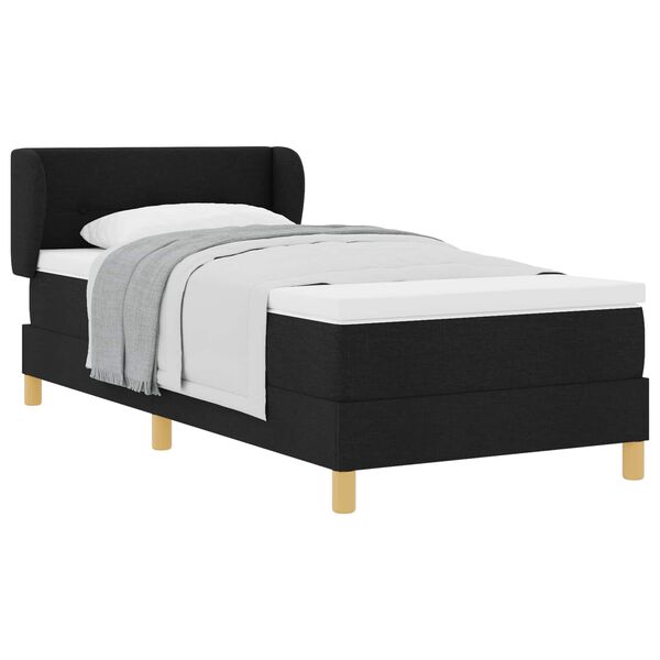 vidaXL Boxspringbett mit Matratze Schwarz 90 x 190 cm Stoff