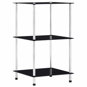 vidaXL Regal mit 3 Ablagen Schwarz 40x40x67 cm Hartglas