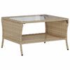 vidaXL Gartensofa 2-Sitzer mit Kissen & Tisch Beige Poly Rattan