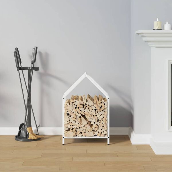vidaXL Brennholzregal Wei&szlig; 40x25x60 cm Kaltgewalzter Stahl