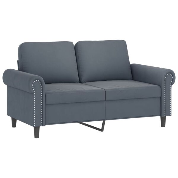 vidaXL 2-Sitzer-Sofa mit Zierkissen Dunkelgrau 120 cm Samt