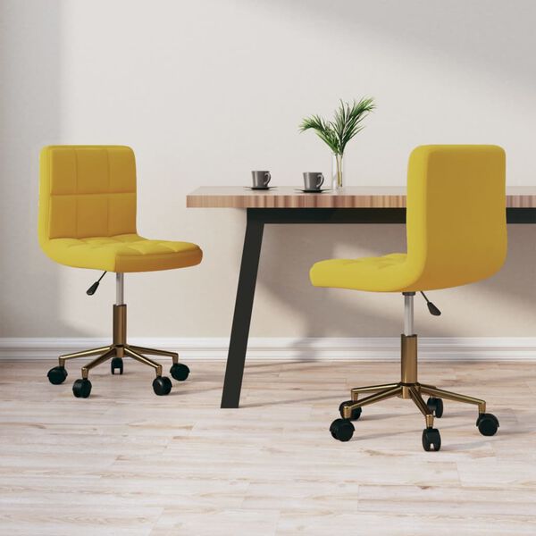 vidaXL Esszimmerst&uuml;hle 2 Stk. Drehbar Senfgelb Samt