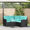 vidaXL Garten-Sofa mit Kissen 2 pcs Schwarz und T&uuml;rkis Poly Rattan