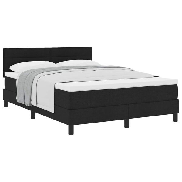 vidaXL Boxspringbett mit Matratze Schwarz 140 x 200 cm Stoff