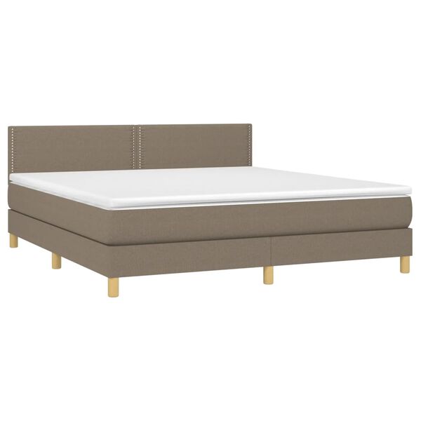 vidaXL Boxspringbett mit Matratze & LED Taupe 180x200 cm Stoff