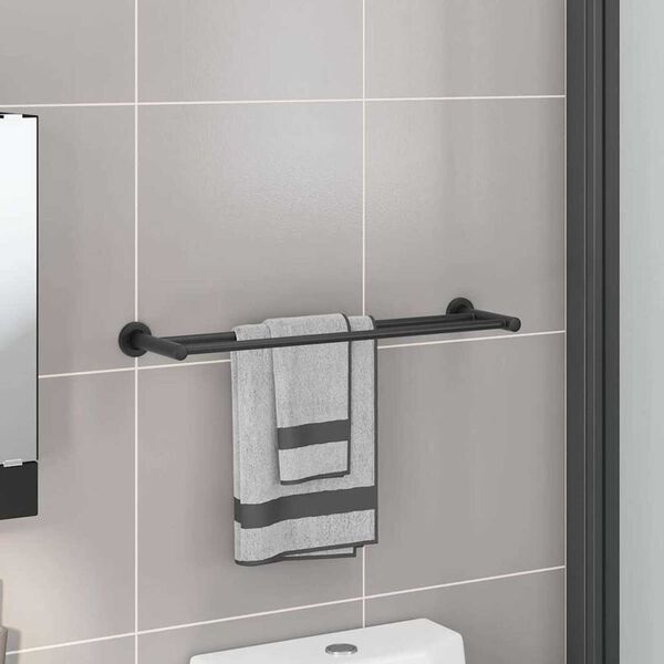 vidaXL Handtuchhalter Schwarz 61 x 14,5 x 5 cm Edelstahl