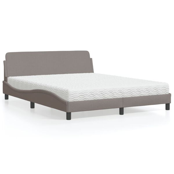 vidaXL Bett mit Matratze "Dover" Taupe 160x200 cm Stoff