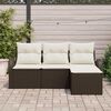 vidaXL Sofa Set mit Kissen 4 pcs Braun und Wei&szlig; Poly-Rattan