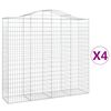 vidaXL Gabionen mit Hochbogen 4 Stk. 200x50x180/200cm Verzinktes Eisen